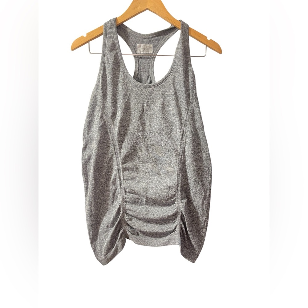 Athleta Gray Ruched Racerback Tank Top